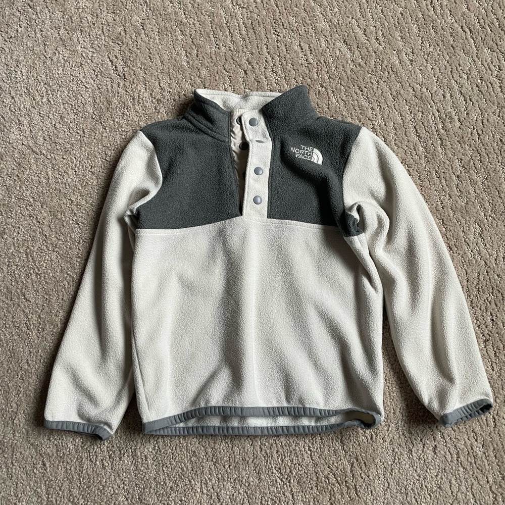 The North Face Kids' Gray and White Fleece Pullover